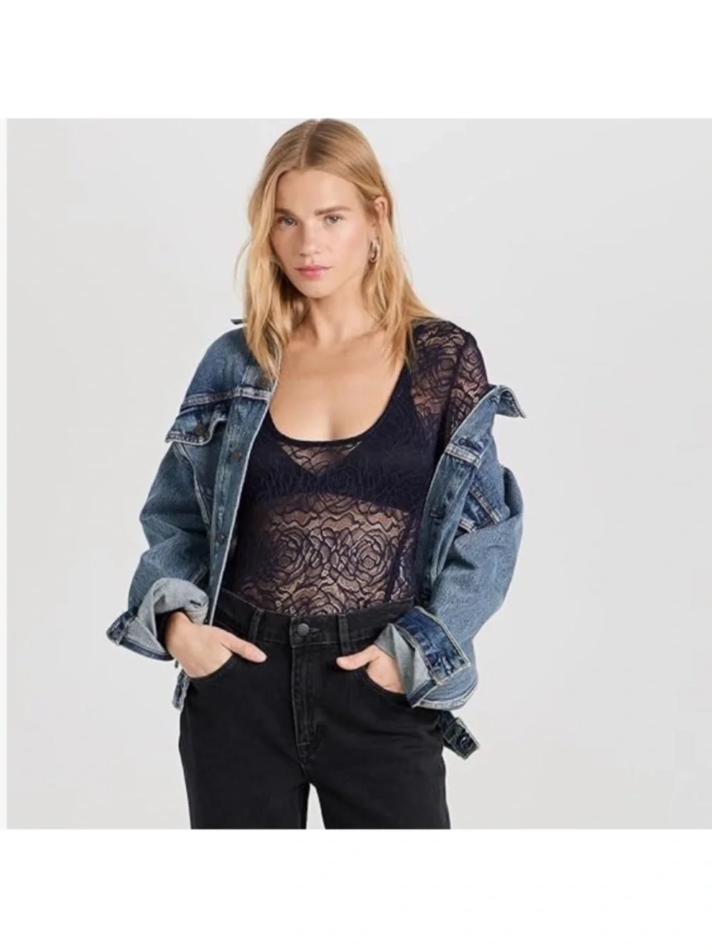 NWT FREE PEOPLE In my Head Bodysuit black XL